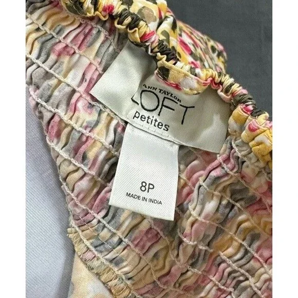 LOFT Ann Taylor Halter Top Petite Floral Zip Up, Neck Tie, Elastic back, Size 8 - Picture 5 of 6